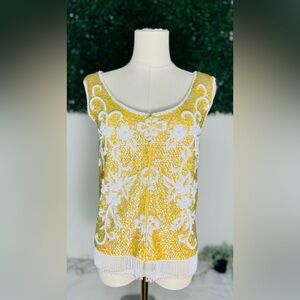 Vintage Stephen Chu Beaded Sweater Factory lined sequin sleeveless top lavish S